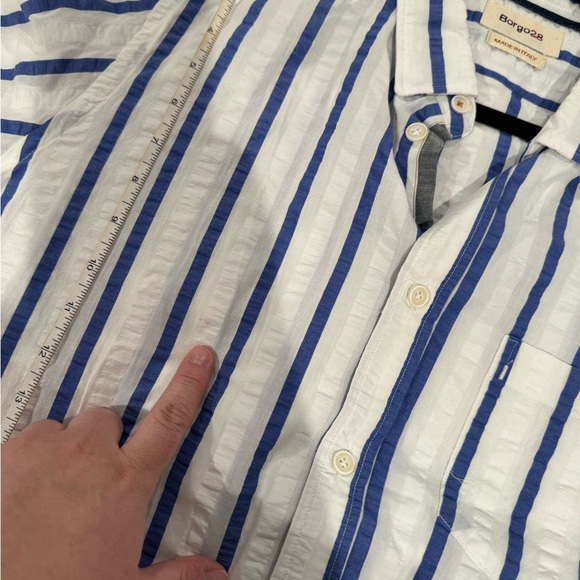 Borgo28 White and Blue Striped Casual Shirt - Picture 9 of 9